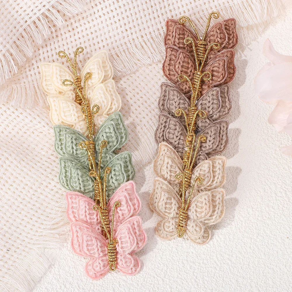 Pinzas mariposa de lana para niña – Accesorios de pelo artesanales