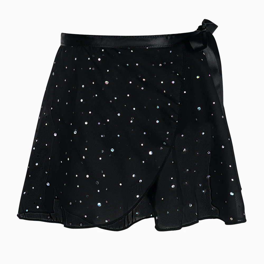 Falda de ballet envolvente ajustable de gasa brillante para niñas