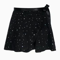 Falda de ballet envolvente ajustable de gasa brillante para niñas