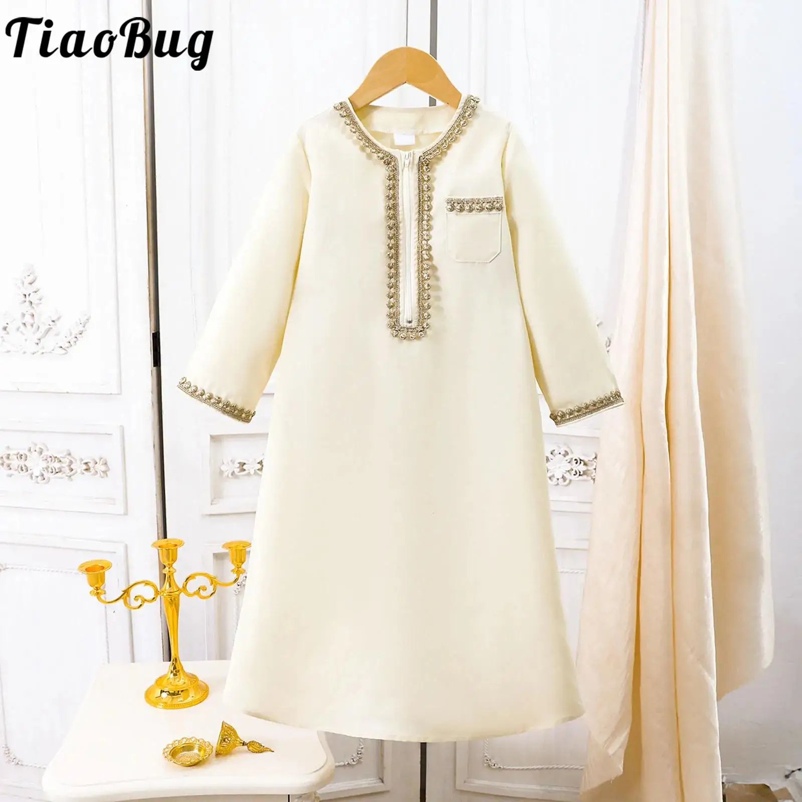 Abaya infantil bordada manga larga para niña Estilo islámico - imagen 3