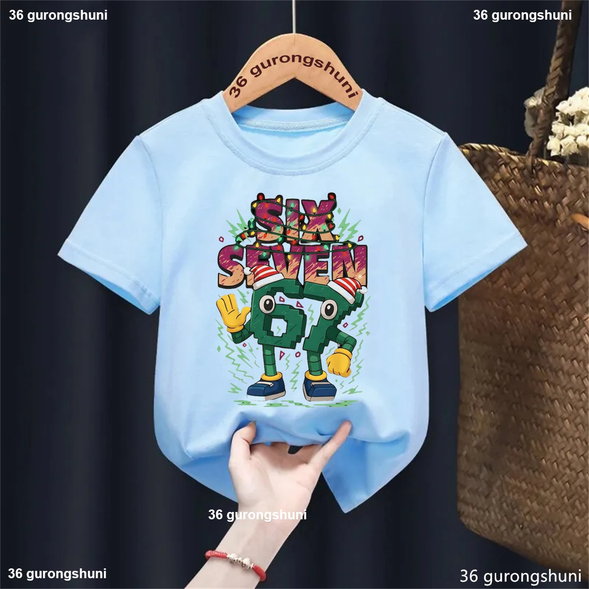 Brainrot Six Seven Camiseta Navidad para niños italiana manga corta - imagen 2