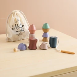 Juguete Montessori de enhebrar animales madera educativo para bebés