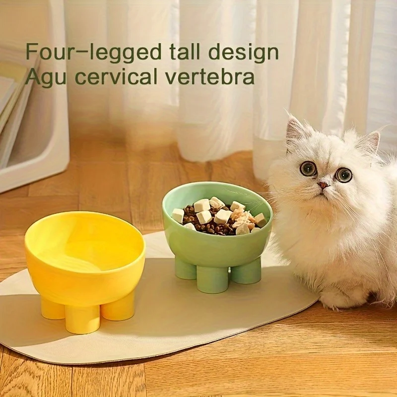 Cuenco elevado para gatos con soporte, plato de agua y comida para mascotas de plástico duradero, alimentación elegante y moderna para gatos y perros - imagen 4