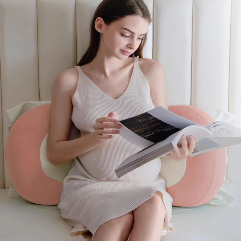 Almohada para dormir lateral de embarazo en forma de delfín, cojín de soporte para el vientre de maternidad en forma de U con 30 °   Pendiente y Espuma Transpirable - imagen 4