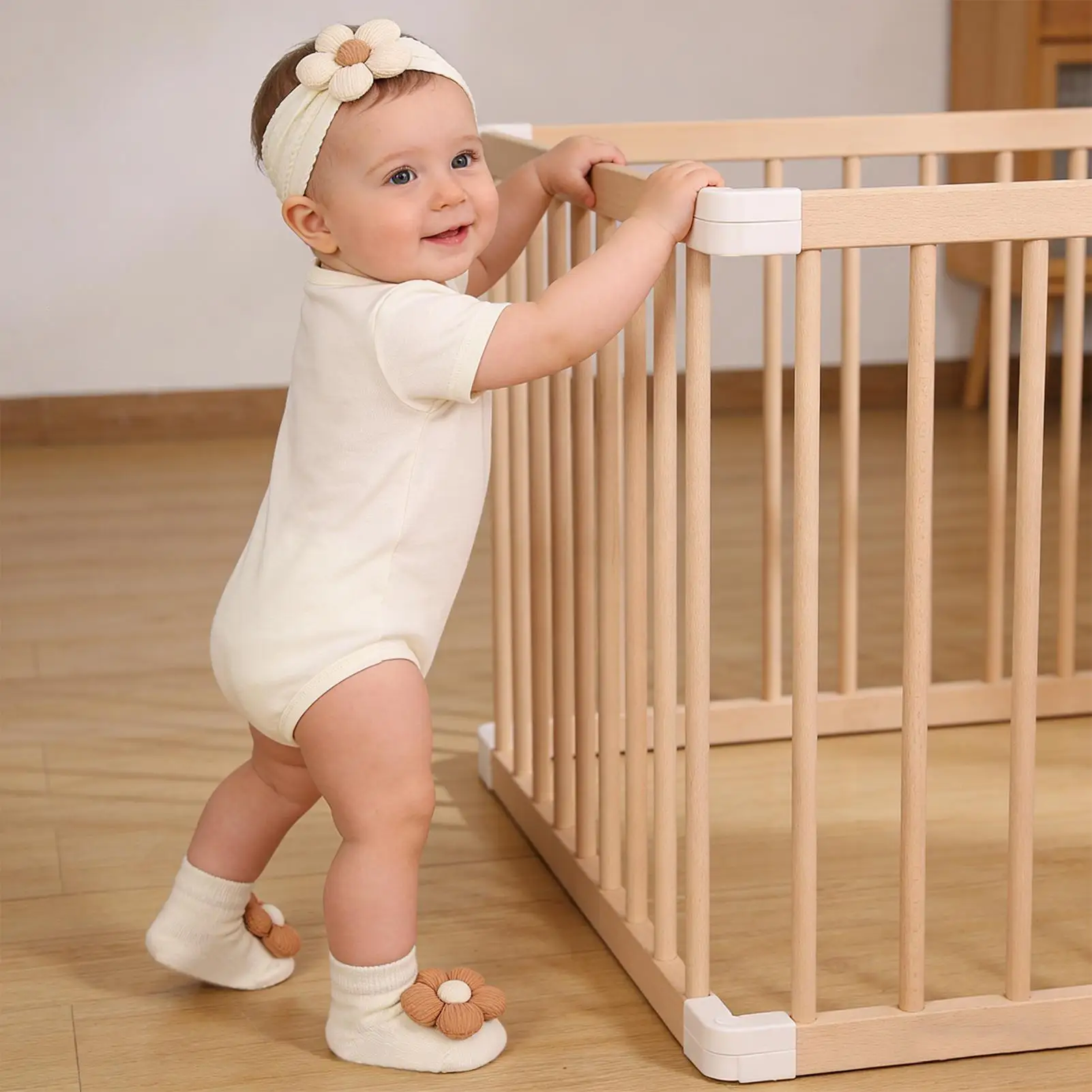 Diademas para niños, diademas suaves con flores, calcetines para niños, accesorios para el cabello para niñas, sesión de fotos para caminar, bautismo, vacaciones en casa - imagen 2