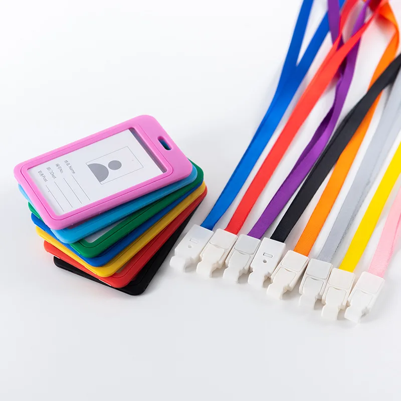 Portatarjetas de identificación de Color, portatarjetas con cordón, funda de identificación, doble claridad, exposición de negocios, correa escolar, colgar en el cuello