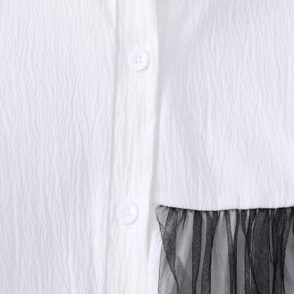 Vestido negro y blanco asimétrico manga larga para niña - imagen 5