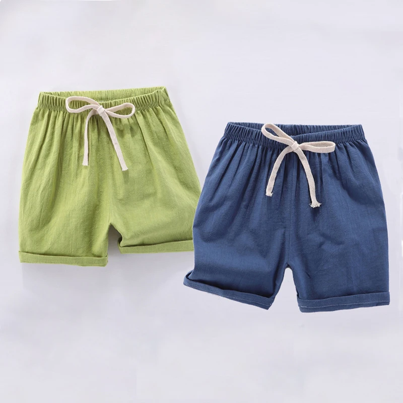 Pantalones cortos deportivos de lino y algodón con cintura elástica - imagen 4