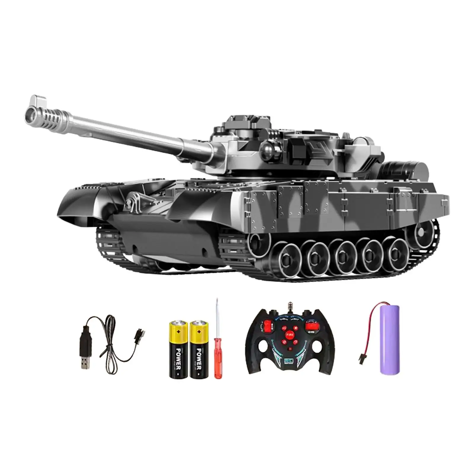 RC Tank with Sound and Lights 360°Rotating Simulation Tank Model Remote Control Tank for Kids for Adults and Kids Boys Girls