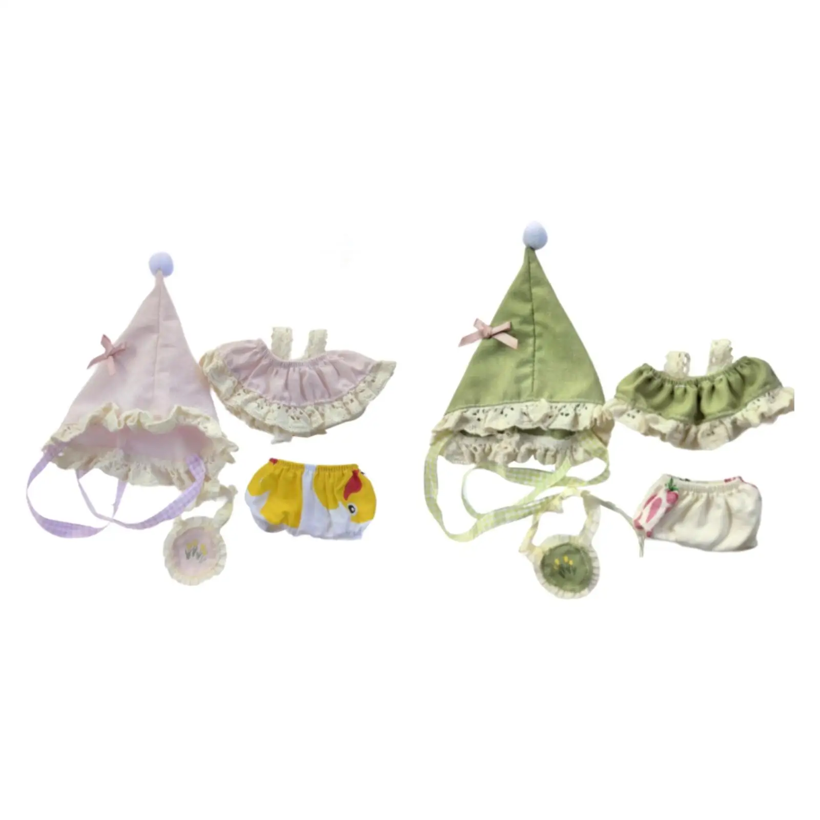 4Pcs Fashion Dolls Elf Clothes and Pants Hat Bag Accessories Handmade Clothing for 17cm Dolls Birthday Gifts Halloween Gifts