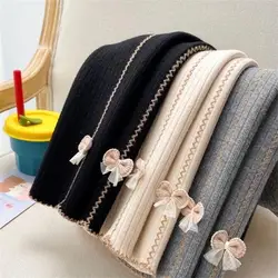 Leggings térmicos de felpa suave con lazo para niña