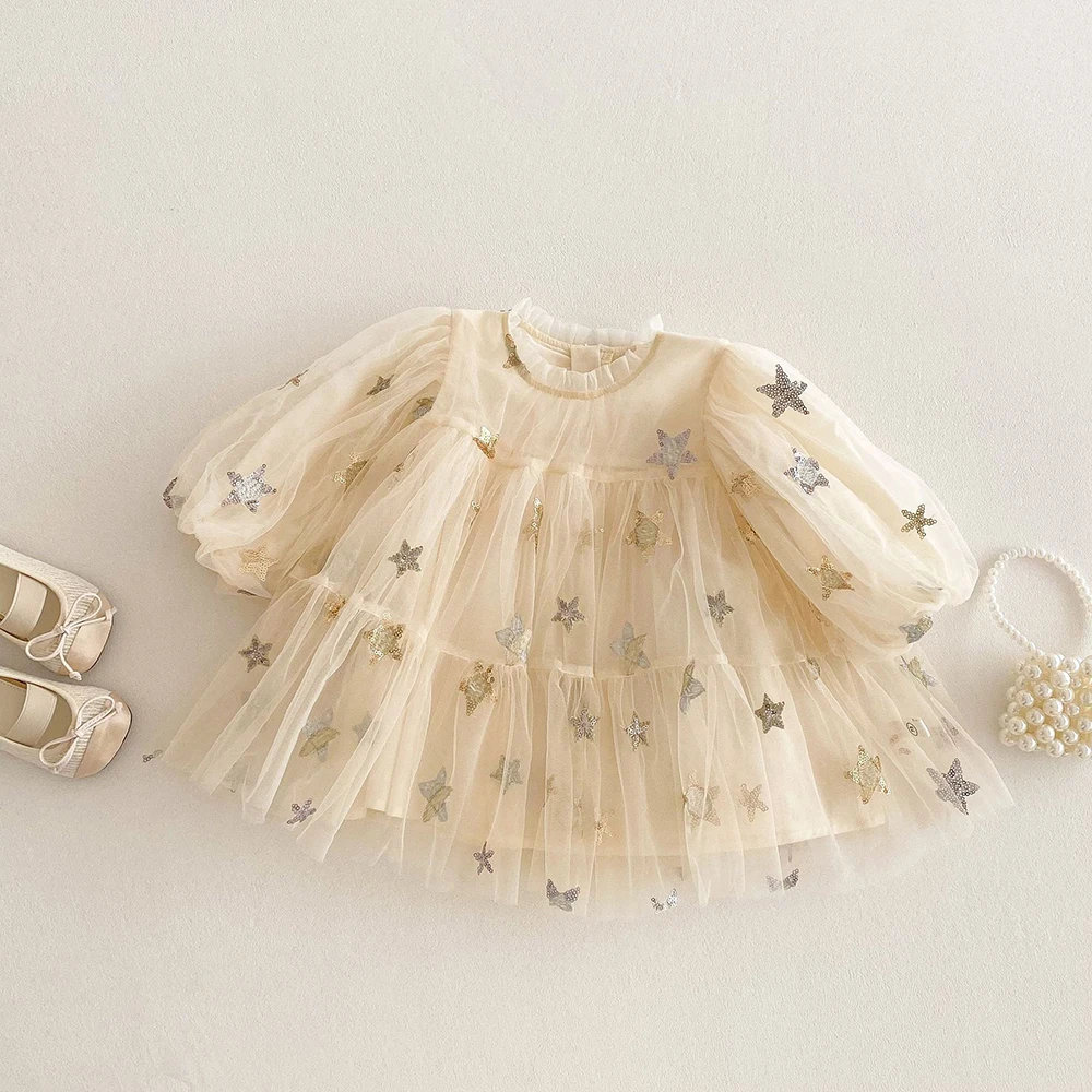 2025 primavera nuevos vestidos para niñas vestido de malla de estrella para niñas vestidos casuales ropa de moda para chicas - imagen 4