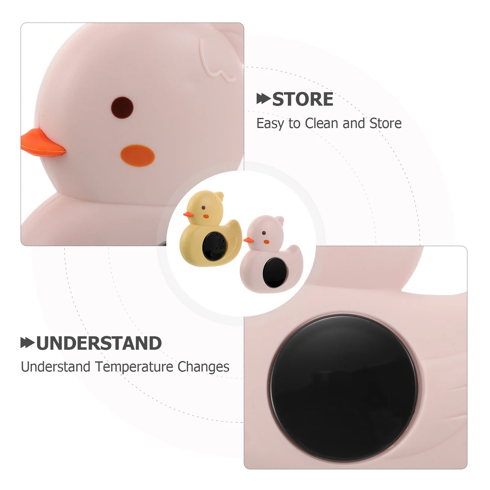 Termómetro de baño para bebé, bonito diseño amarillo y rosa, respuesta rápida, portátil, fácil de limpiar, monitoreo de temperatura del agua, 2 uds. - imagen 2