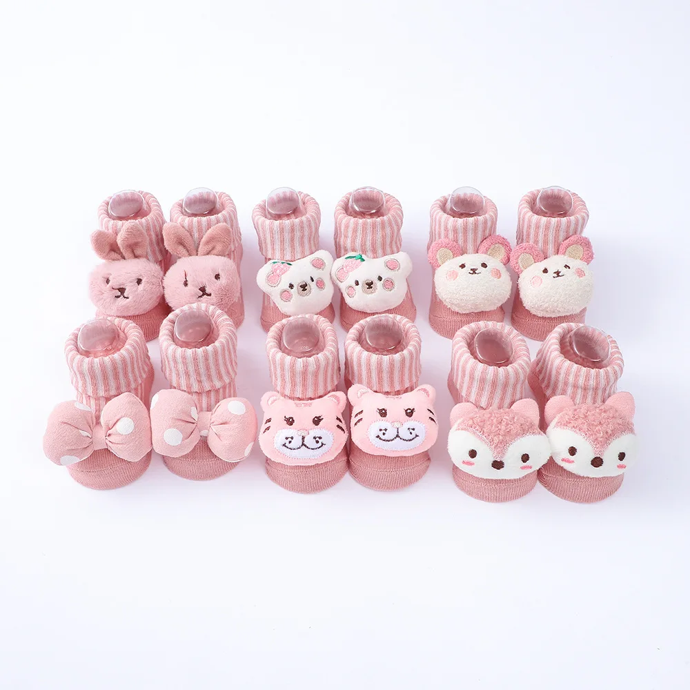 3 pares de calcetines para bebé recién nacido, bonitos calcetines de algodón con animales de dibujos animados, calcetines finos para bebé, accesorios de ropa cómodos y transpirables para niños