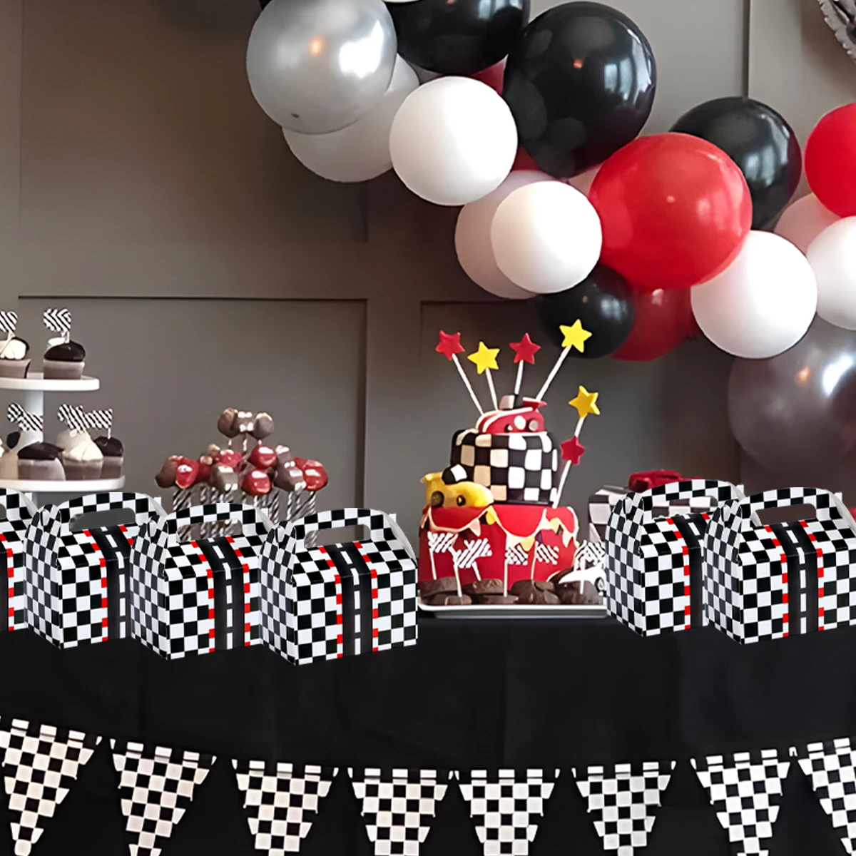 Caja de dulces con tema de coche de carreras, decoración para fiesta de feliz cumpleaños, regalo para niños, cajas de galletas, suministros para fiesta de bienvenida al bebé, 6 uds. - imagen 3