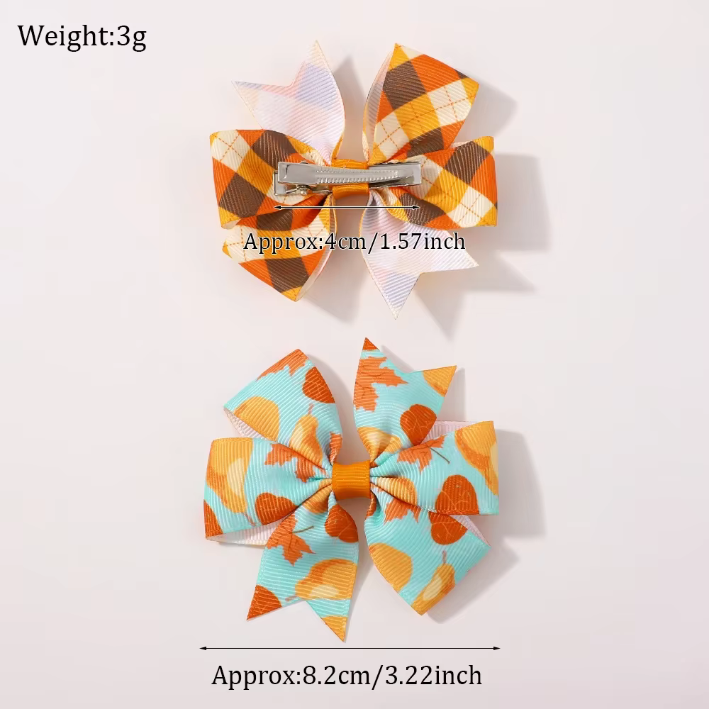 Pinzas con lazo Día de Acción Gracias – Cinta otoño y horquillas hojas - imagen 2