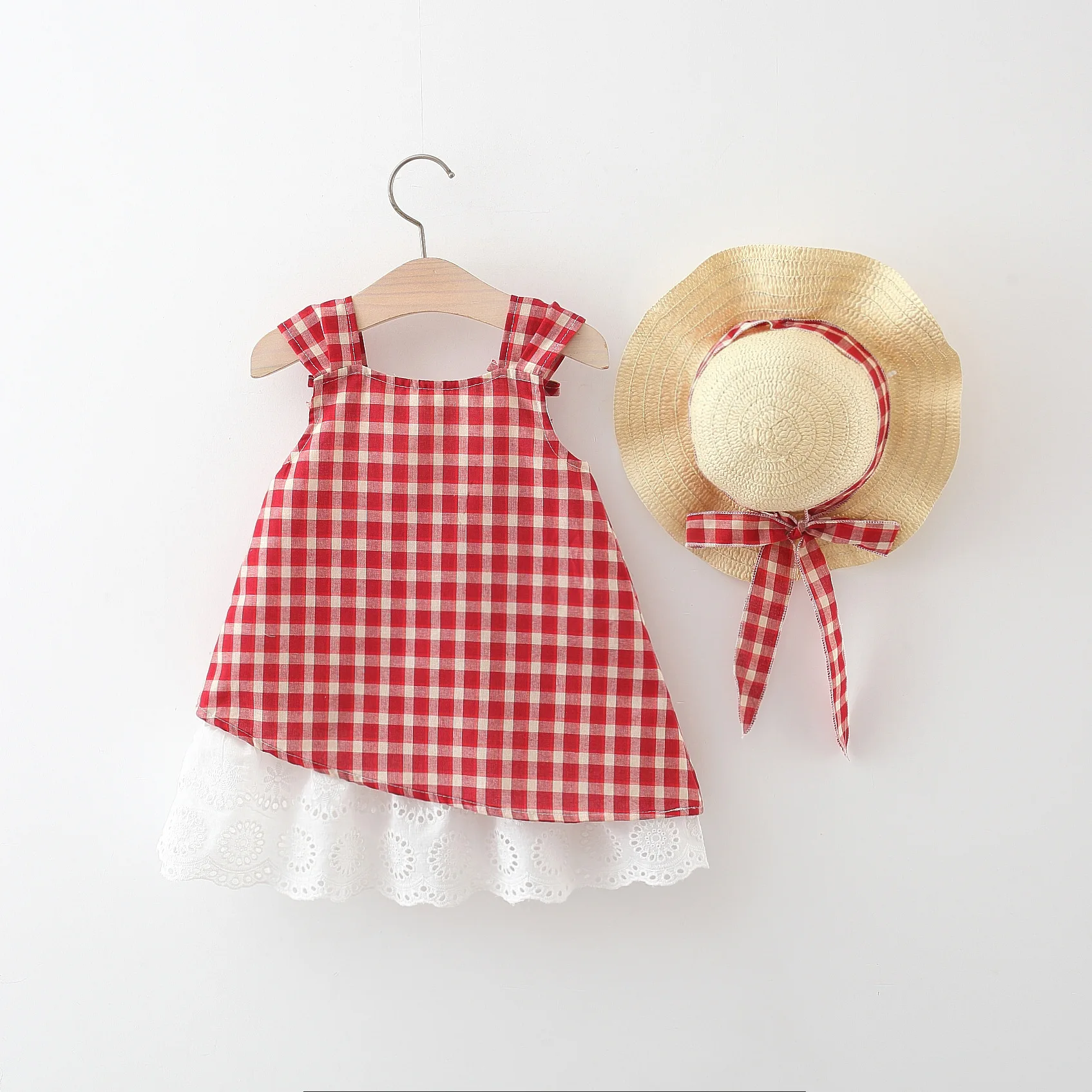 Vestido princesa de algodón con lazo y sombrero para niña - imagen 4