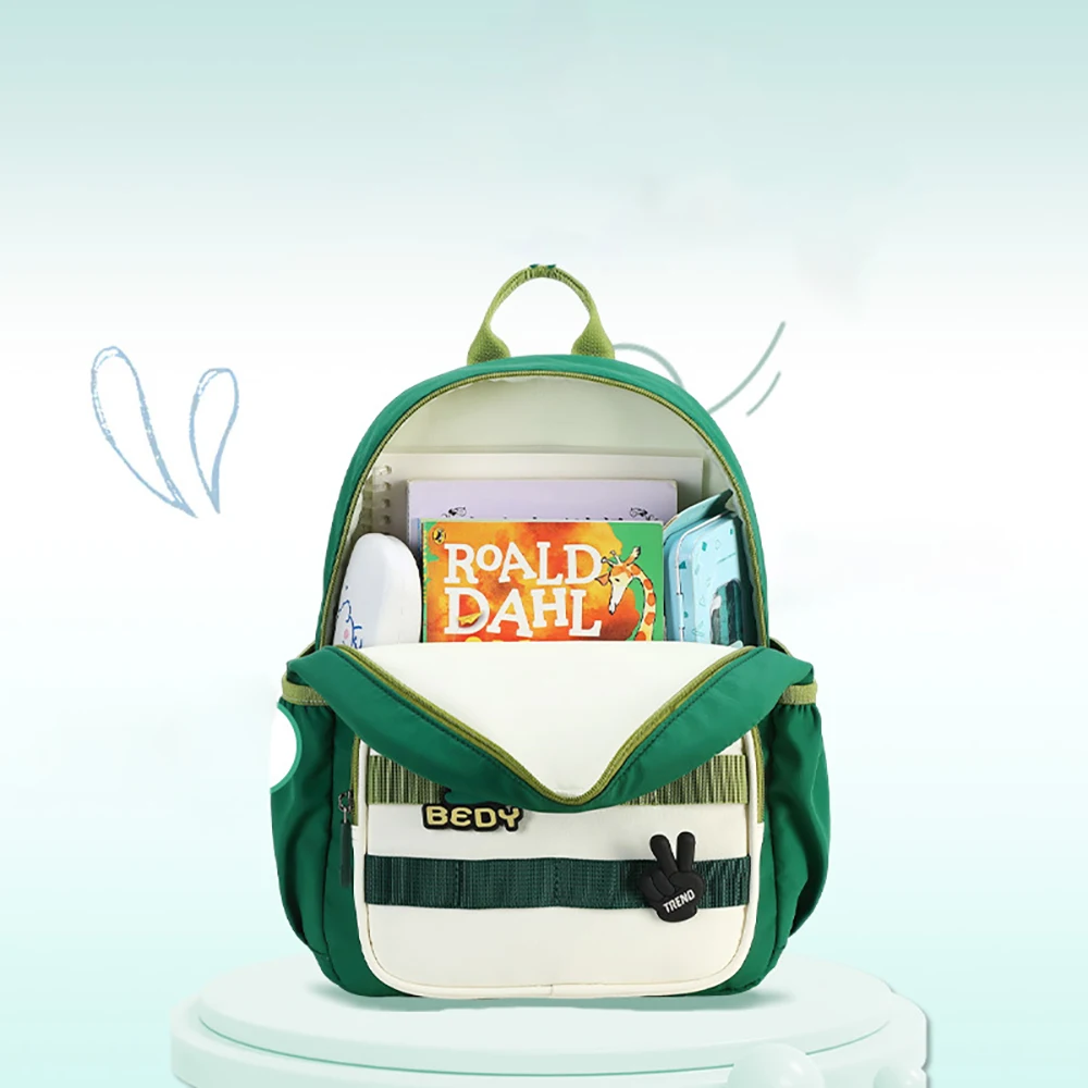 Mochila infantil escolar verde dinosaurio y conejo – Unisex primaria - imagen 3