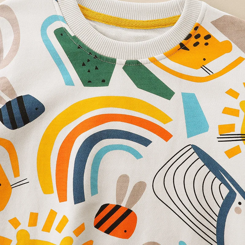 Sudadera informal para niños y niñas, jersey tejido de otoño para niños, nuevo diseño, ropa para niños, jersey de cuello redondo de algodón estampado - imagen 3
