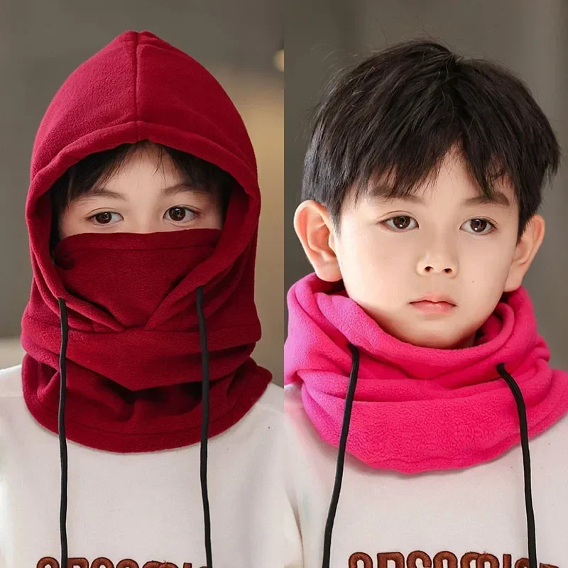 Gorro polar infantil con protector de cuello antiviento