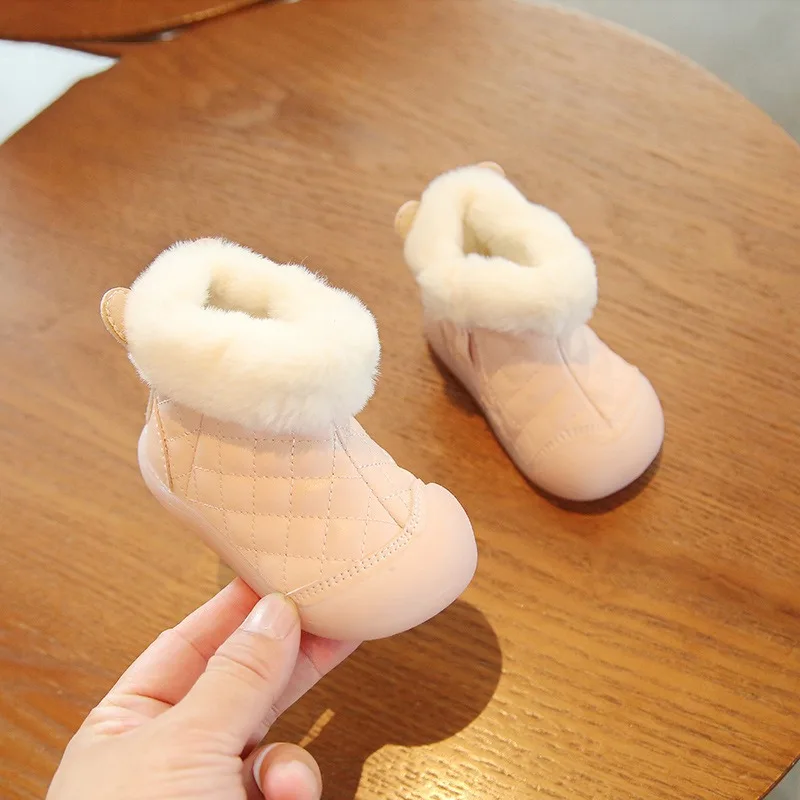 Otoño Invierno, botas de nieve para niñas, zapatos cálidos de felpa para niños al aire libre, botas antideslizantes de suela suave para niños, zapatos para niños pequeños de dibujos animados - imagen 5