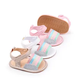 Primeros caminantes antideslizantes para bebés, sandalias de verano para niñas de 0 a 18 meses, zapatos planos de vestir de princesa para recién nacidos de suela blanda, novedad de 2025