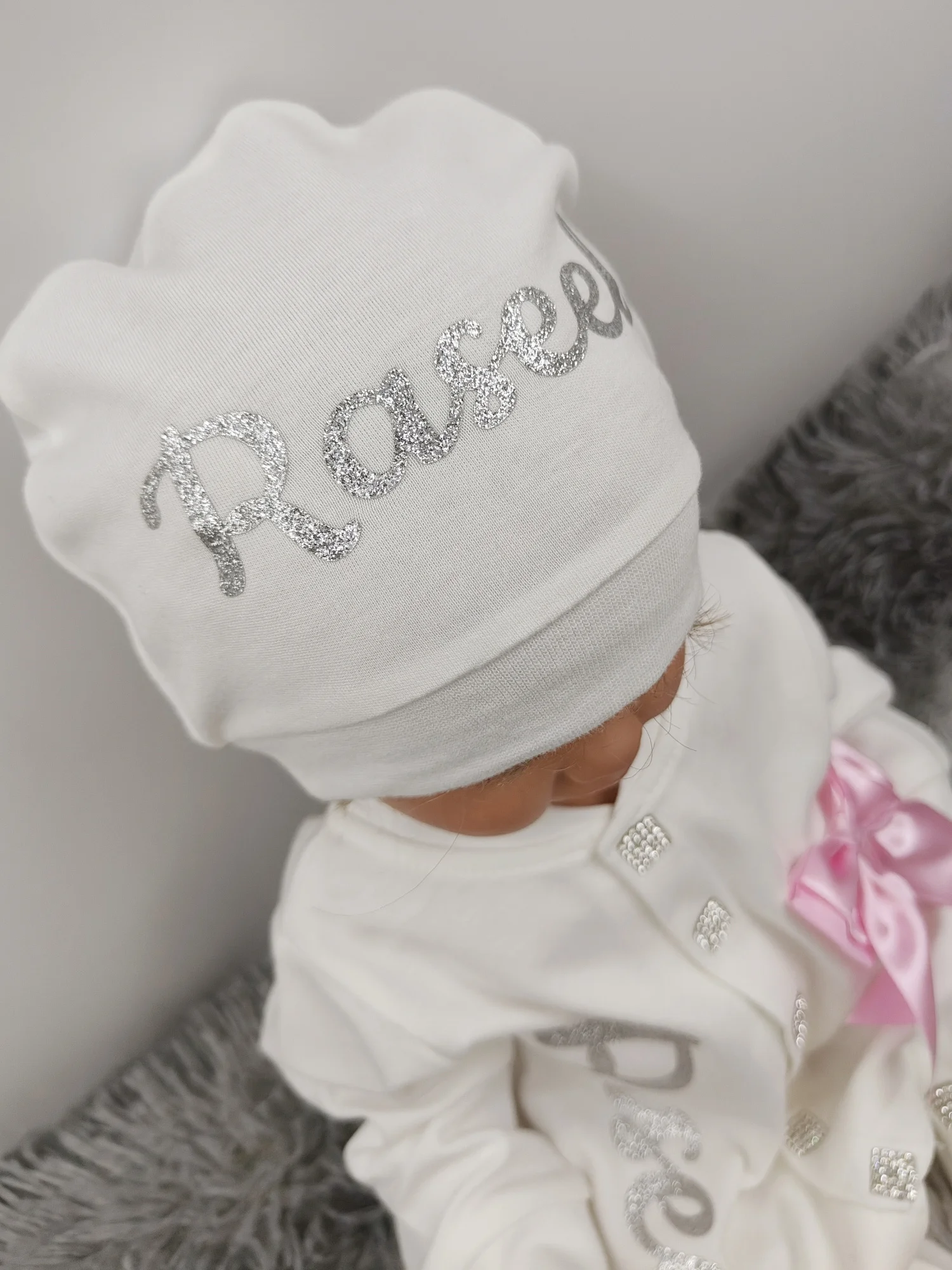 Pajarita rosa del Oriente Medio Nombre personalizado Personalización exclusiva navideña Super Atmósfera Conjunto brillante de ensueño - imagen 3