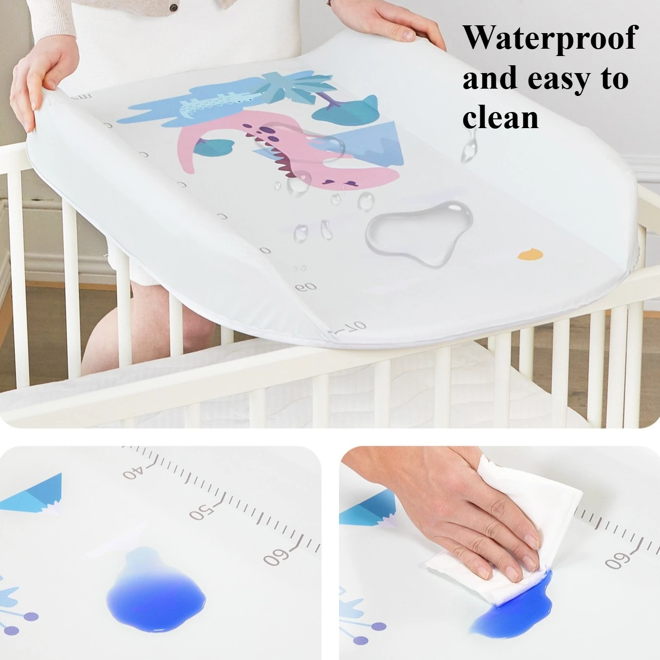 Cambiador acolchadi antideslizante para cuna – Impermeable lavable - imagen 3