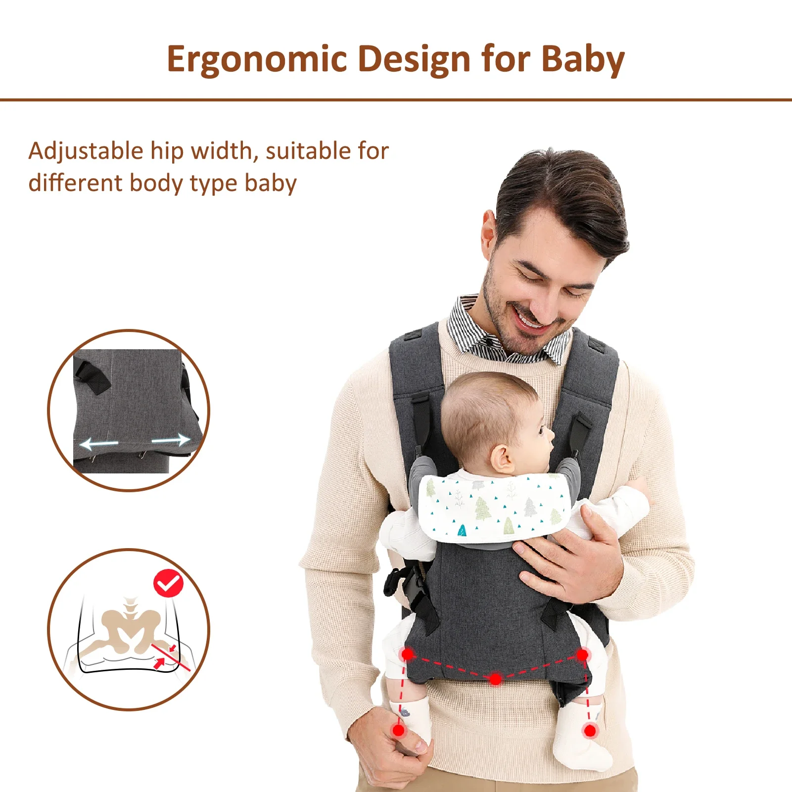 Portabebés ergonómico para recién nacidos y niños - frontal y trasero - imagen 3