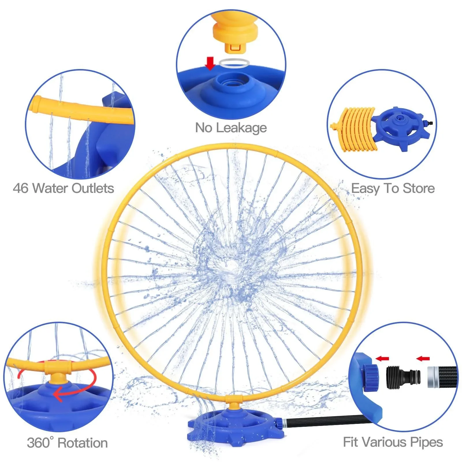 Aspersor de agua para niños, rotación de agua contra salpicaduras de 360 grados, juguetes de pulverización de agua redondos, juegos acuáticos al aire libre para patio trasero para niños y mascotas - imagen 5