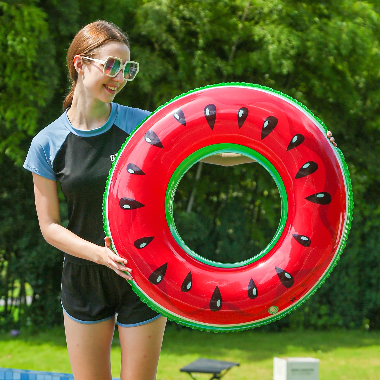 Flotador tubo hinchable de sandía para adultos, verano fiesta playa - imagen 3