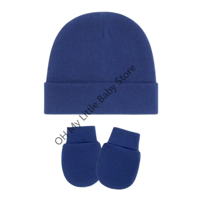 M76C Juego 4 gorros elásticos para recién nacidos y manoplas para bebé a prueba arañazos, bordes elásticos suaves, para - imagen 4