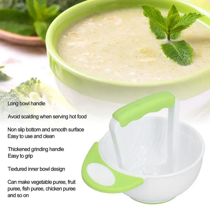 Cuenco antideslizante para comida de bebé, cuenco para puré de fruta, cuencos alimentadores para comida de bebé, cuenco de comida para bebé con mango largo para hacer verduras