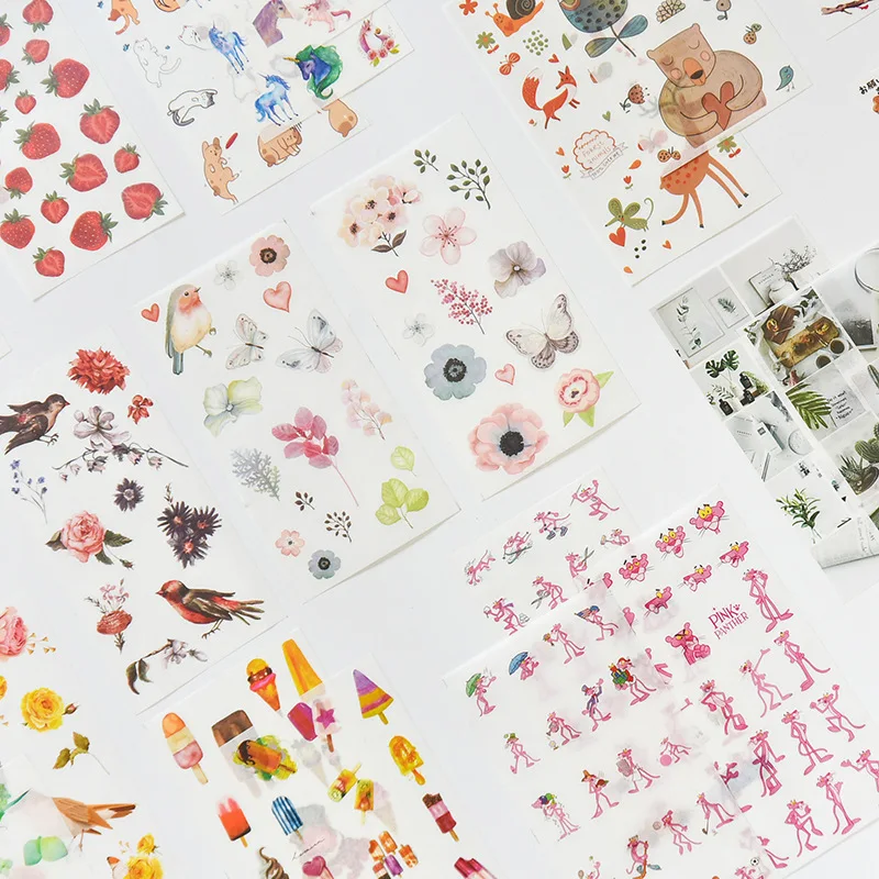 Pegatinas autoadhesivas de 3 hojas, juego de pegatinas para planificador de animales con flores bonitas para diario, álbum, cuaderno, calendario - imagen 2