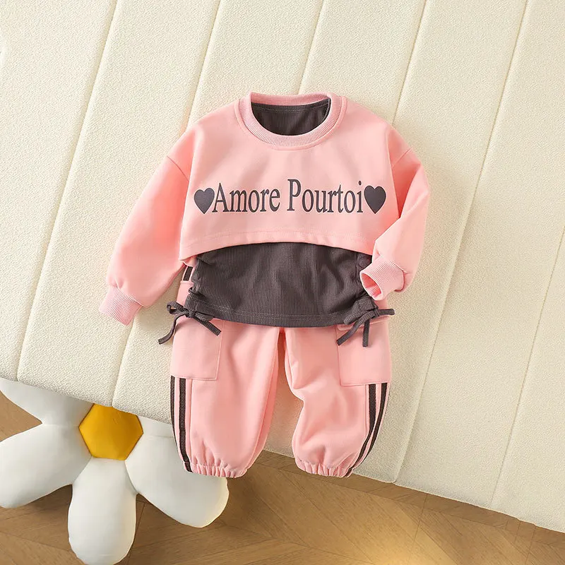 MILANCEL-Conjunto de ropa deportiva para niños de 1 a 6 años, traje con letras estampadas, Sudadera con capucha, camisola Y pantalones de chándal, 3 piezas, otoño, 2024 - imagen 5