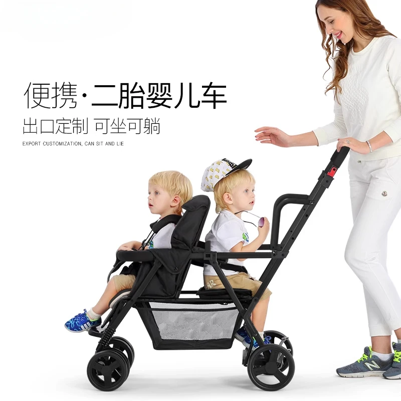 Los cochecitos gemelos son cochecitos de bebé plegables, portátiles y de sitio - imagen 2