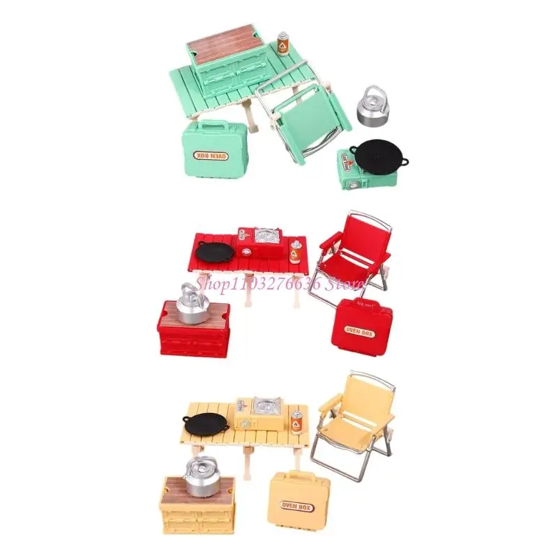 R6FD-Silla Camping en miniatura realista, modelo juego estatuillas para casa muñecas, ajuste escena, fácil