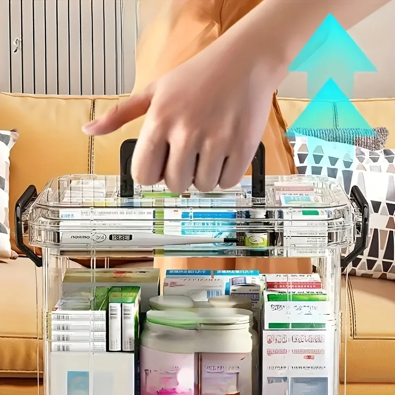 Pastillero transparente multi-niveles – Asa portátil para viajes - imagen 3