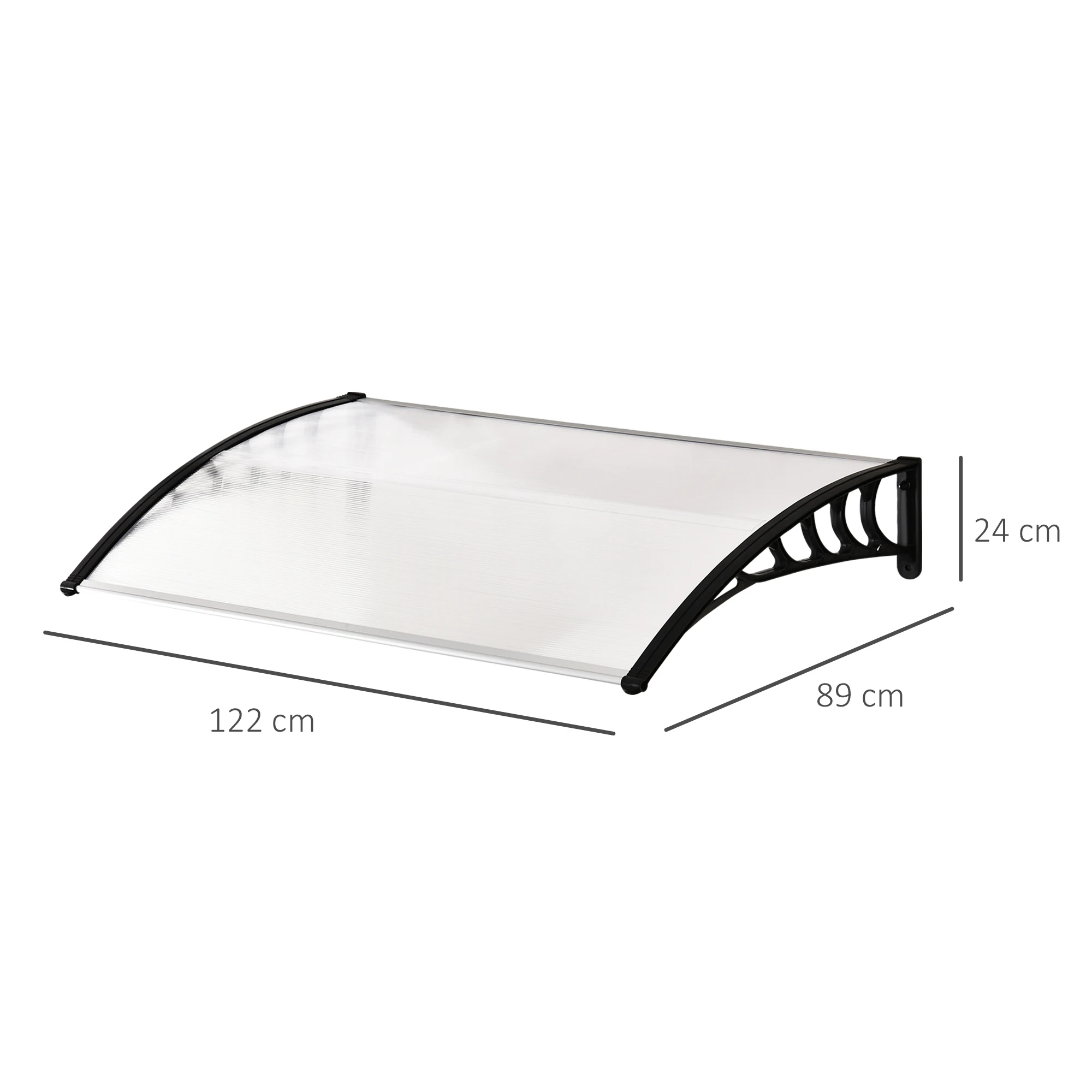 Outsunny Tejadillo de Protección para Puertas Ventanas contra Sol y Lluvia Marquesina de Techo Diseño Moderno Aleación de Aluminio Duradero 122x89x24 cm Transparente - imagen 3