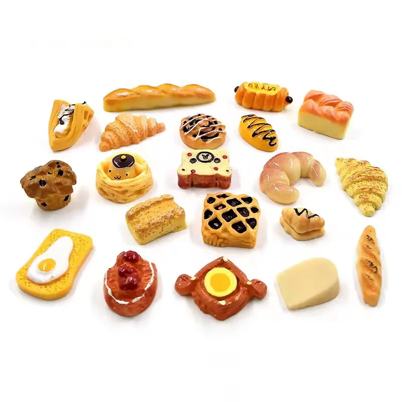 Mini figura en miniatura de pan, modelo de comida de fiesta simulada, pastel, aperitivo, decoración del hogar, decoración de jardín de hadas, accesorios DIY, 10 Uds.