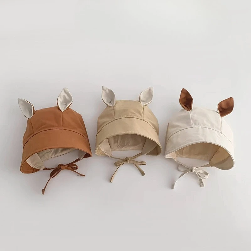 Gorro de algodón transpirable con orejas de conejo para recién nacido - imagen 3