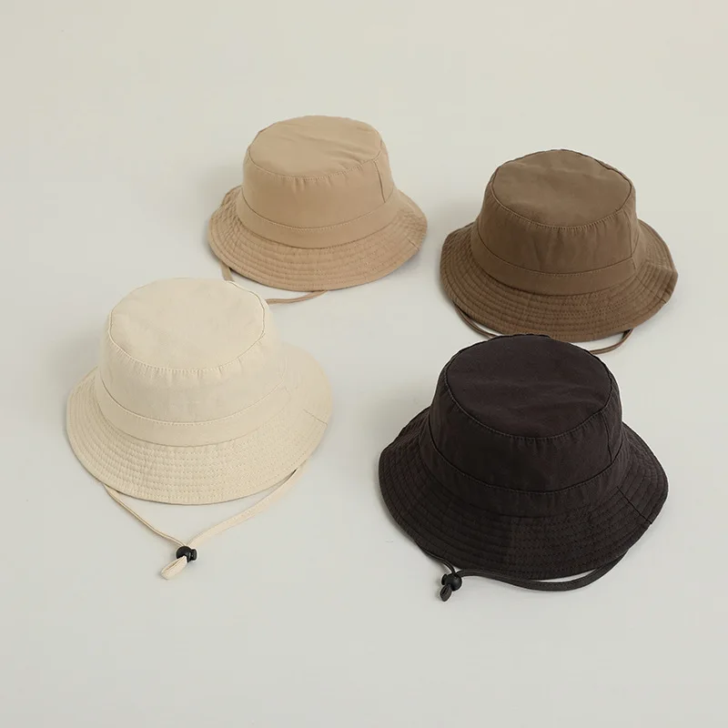 Simplicidad básica Color sólido sombrero con forma de cubo moda coreana Fishmen niños niño niña sombrero 2-6 años viaje al aire libre sombrilla gorra con viseras