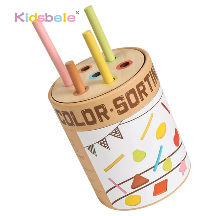 Juguete de clasificación de colores de madera Montessori para niños pequeños, cilindro de clasificación de clavijas de habilidades motoras finas, juego de actividades educativas de aprendizaje temprano