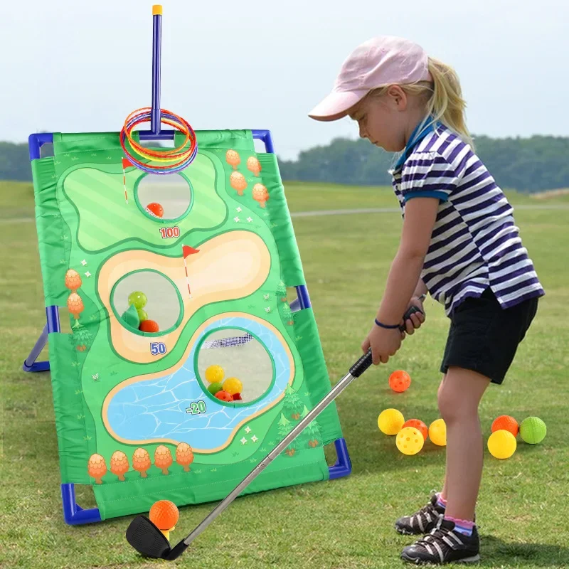 Estante de tela para Golf, anillo de saco de arena 3 en 1, juego de lanzamiento, juego de estera de práctica, deportes al aire libre, juguetes interactivos para padres e hijos, juego de Golf de Navidad - imagen 4