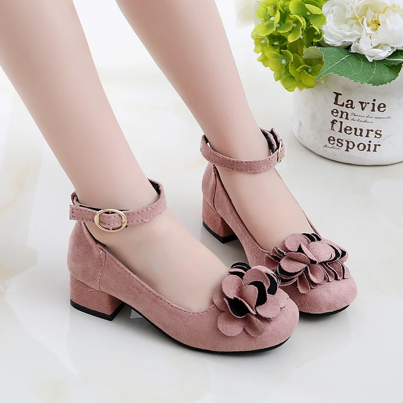 Zapatos de cuero para niñas, color rosa, rojo y negro, zapatos de princesa de tacón alto para fiesta, boda, zapatos de vestir para niñas grandes - imagen 3