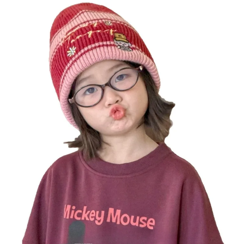 Gorro de punto retro a rayas de estilo japonés: diseño de dibujos animados unisex para niños y niñas – Gorro cálido y resistente al viento para otoño e invierno. - imagen 4