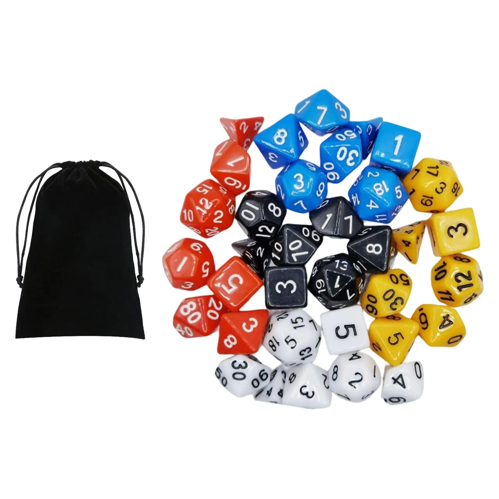 35Pcs Polyhedral Dices Set Colored D8 D10 D12 D20 Game Dices for Parties KTV Roll Playing Games