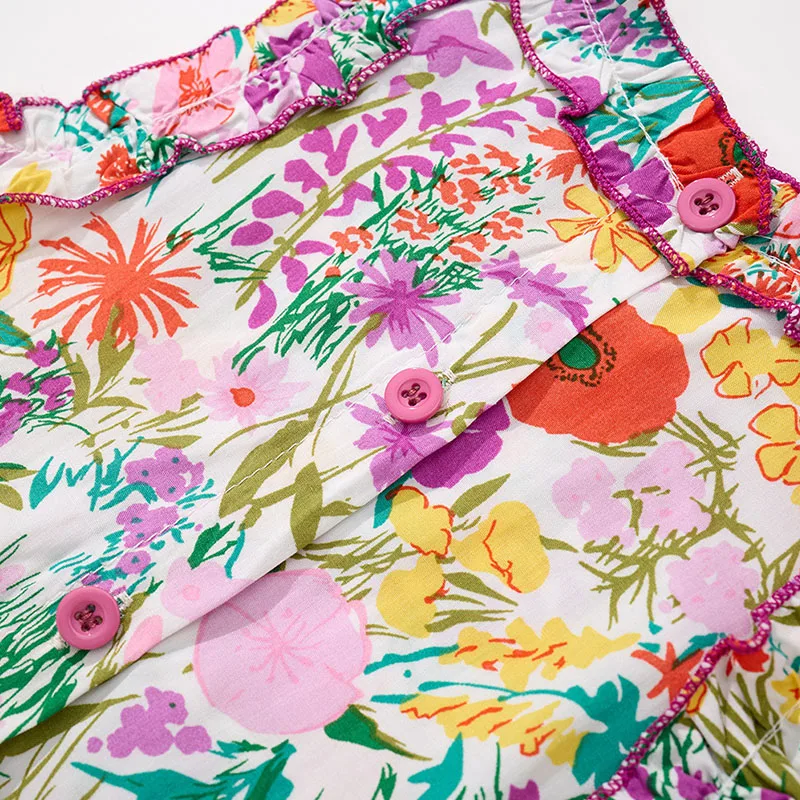 Conjunto floral de verano para niña – Camiseta sin mangas y pants de algodón - imagen 5