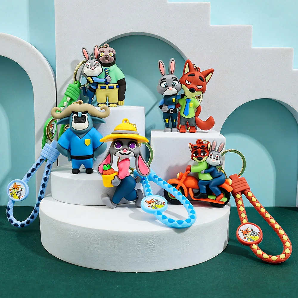 ute Disney Zootopia llavero PVC personaje de dibujos animados Judy Nick jefe Bogo llavero colgante parejas bolsa decoración Festival regalo - imagen 2