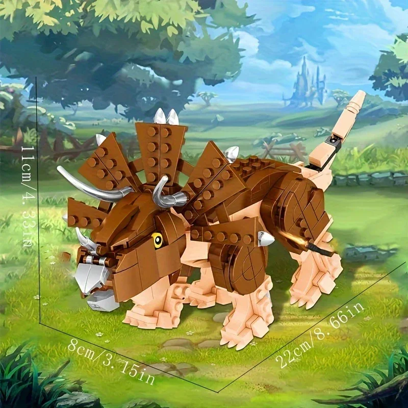 387 Uds. Bloques de construcción de dinosaurios Diy Triceratops modelo montaje ladrillos decoración de escritorio juguetes educativos para niños regalos de vacaciones - imagen 4